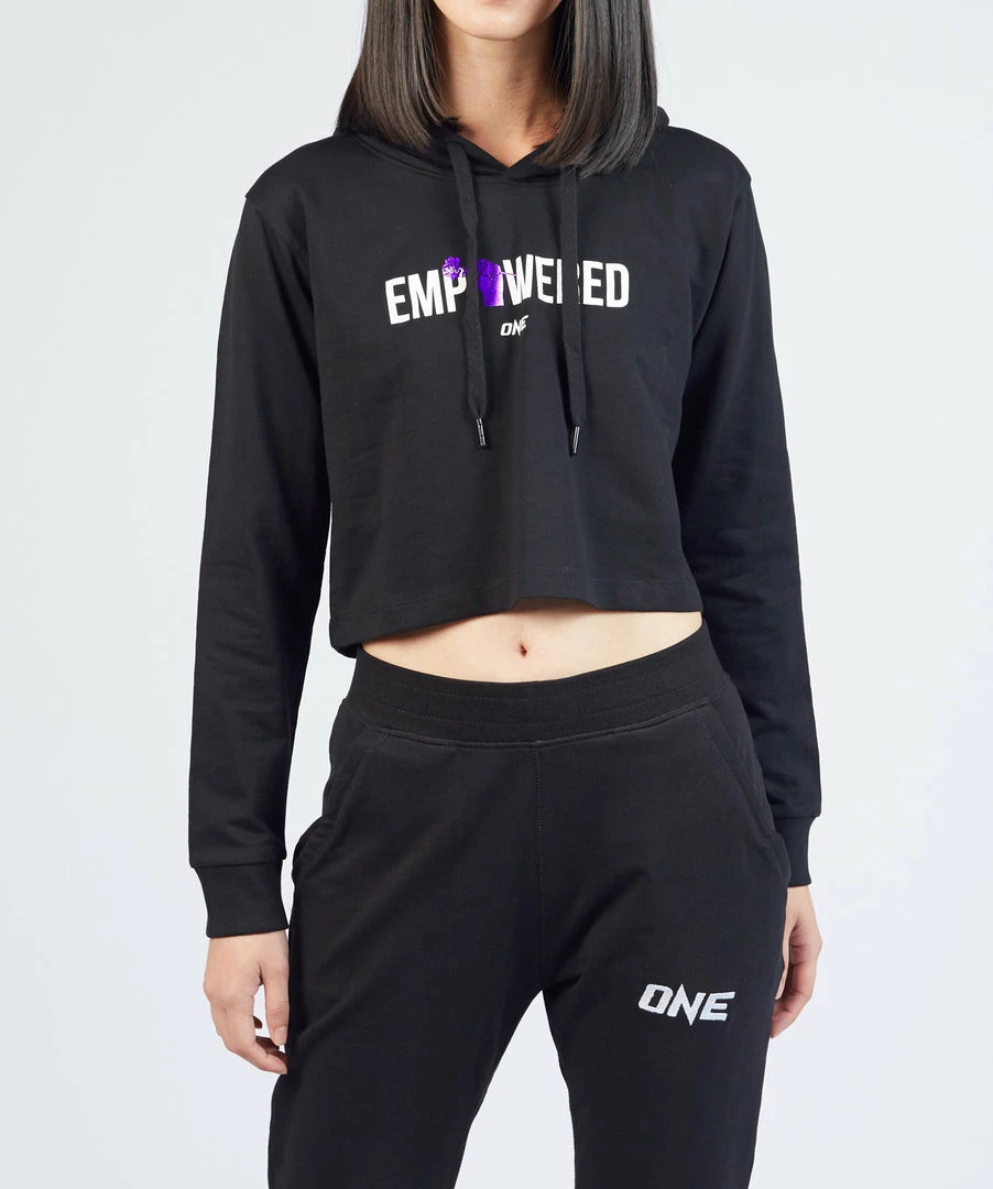 ONE Championship Women Empowered Crop Hoodie (Black) 3 ONE Championship Women Empowered Crop Hoodie (Black)
