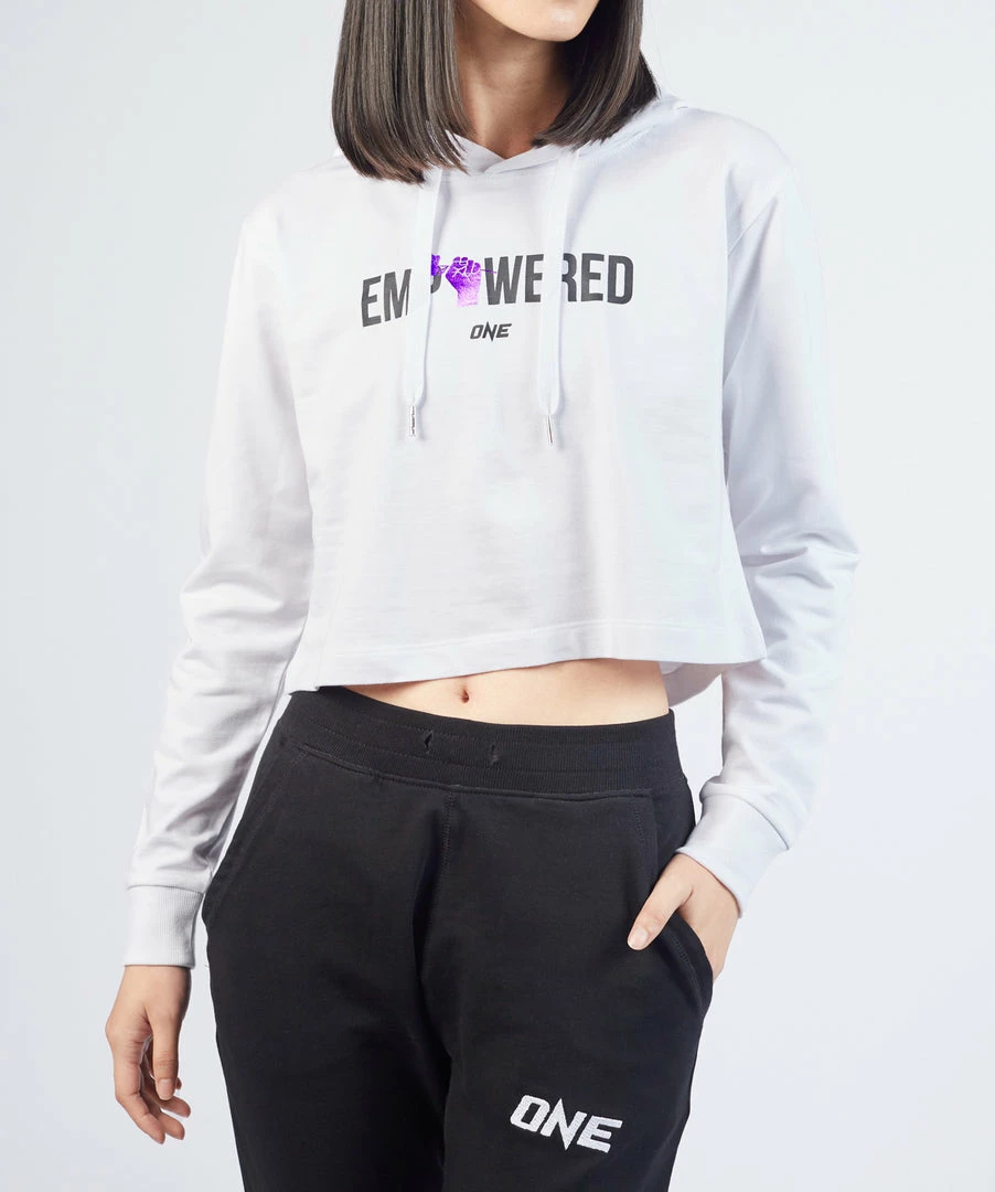 ONE Championship Empowered Crop Hoodie (White) Women 3 ONE Championship Empowered Crop Hoodie (White) Women