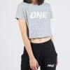 ONE Championship ONE Heather Gray Logo Crop Tee 1 ONE Championship ONE Heather Gray Logo Crop Tee