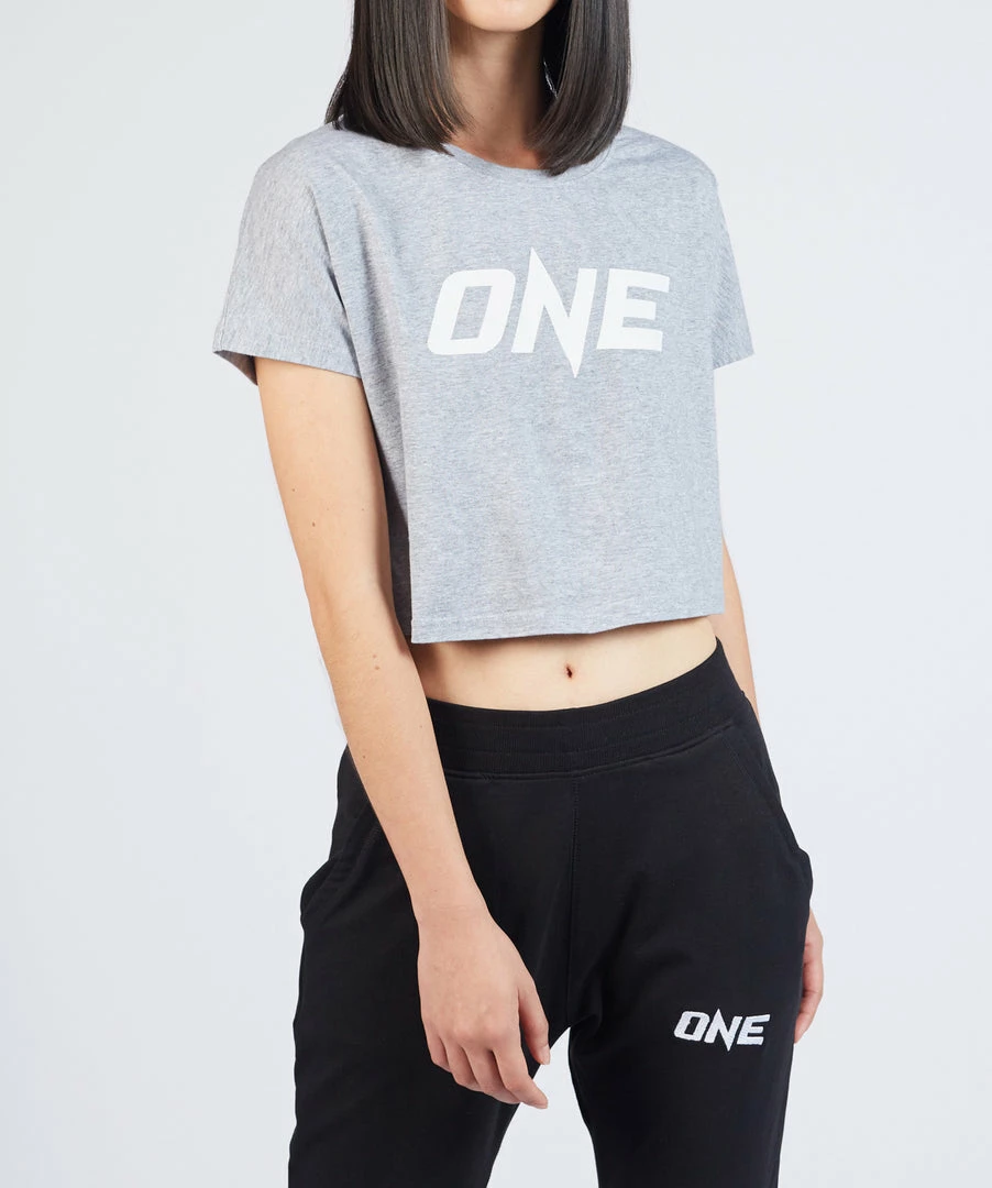 ONE Championship ONE Heather Gray Logo Crop Tee 3 ONE Championship ONE Heather Gray Logo Crop Tee