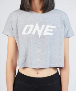 ONE Championship ONE Heather Gray Logo Crop Tee 8 ONE Championship ONE Heather Gray Logo Crop Tee