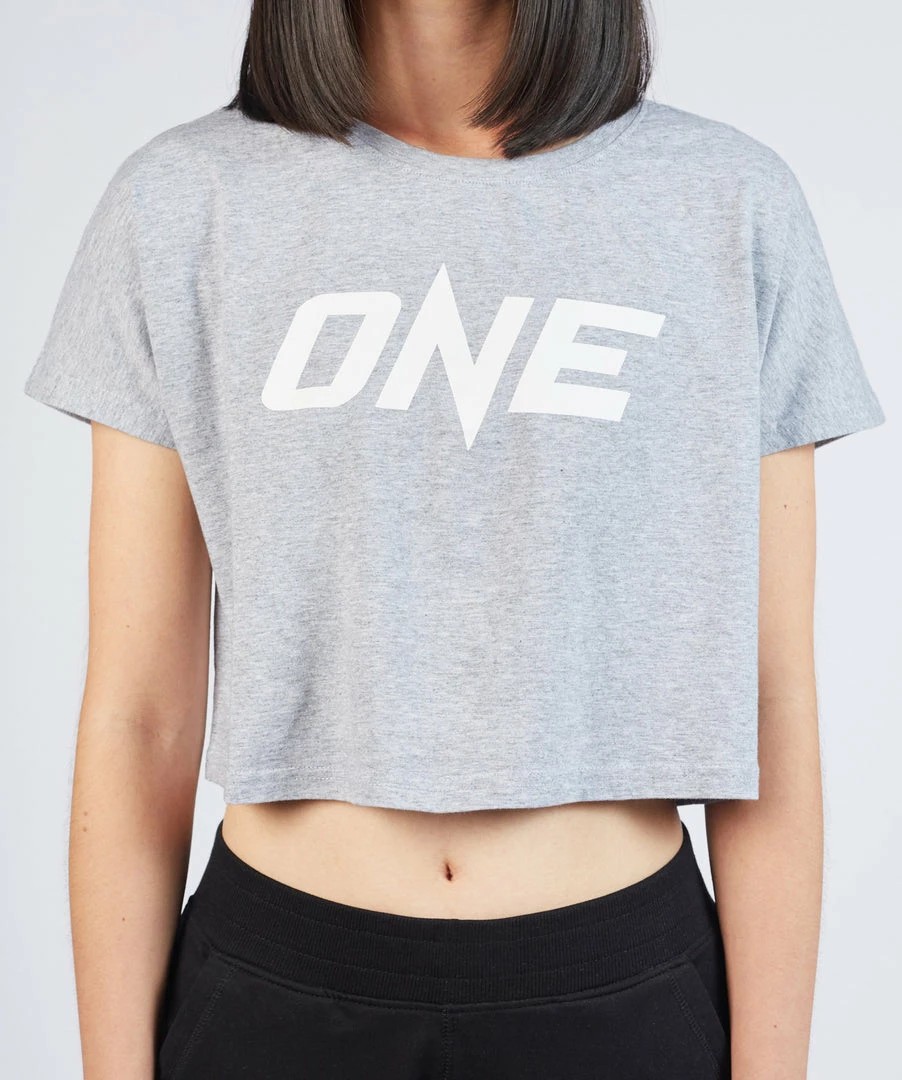 ONE Championship ONE Heather Gray Logo Crop Tee 5 ONE Championship ONE Heather Gray Logo Crop Tee