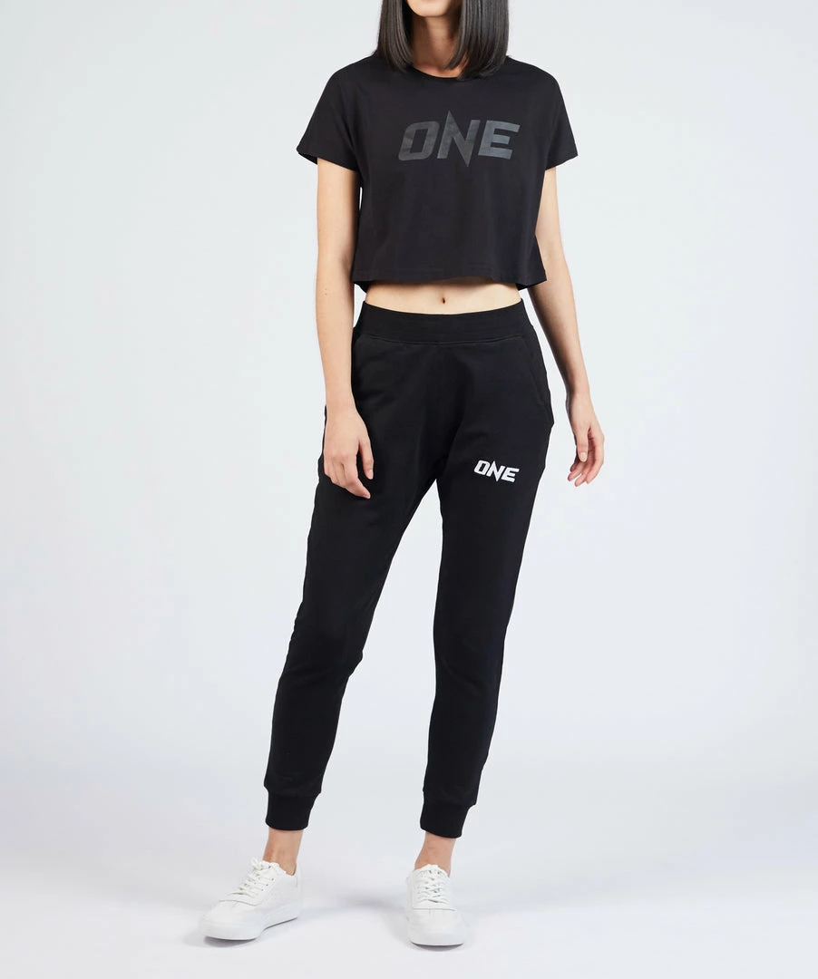 ONE Championship Women ONE Black Logo Crop Tee 6 ONE Championship Women ONE Black Logo Crop Tee