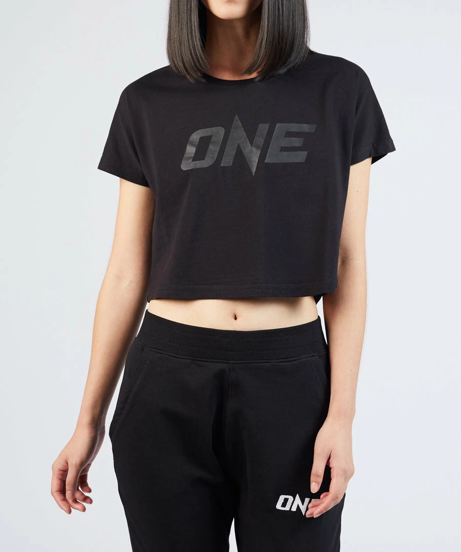 ONE Championship Women ONE Black Logo Crop Tee 3 ONE Championship Women ONE Black Logo Crop Tee
