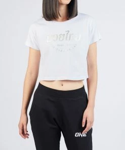 ONE Championship Women Muay Thai Silver Typography Crop Tee