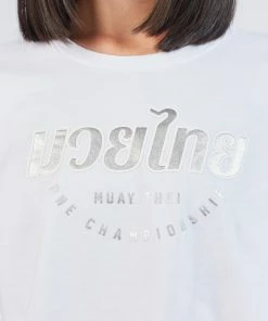 ONE Championship Women Muay Thai Silver Typography Crop Tee